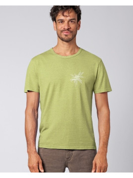 tee-shirt vert bambou imprimé feuille sur la poitrine