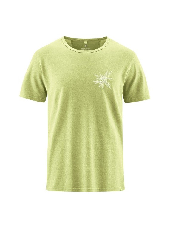 tee-shirt vert bambou imprimé feuille sur la poitrine
