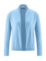 gilet femme col châle sans bouton bleu glacier