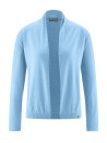 gilet femme col châle sans bouton bleu glacier