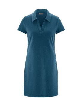 robe longueur genou coupe droite col polo bleue