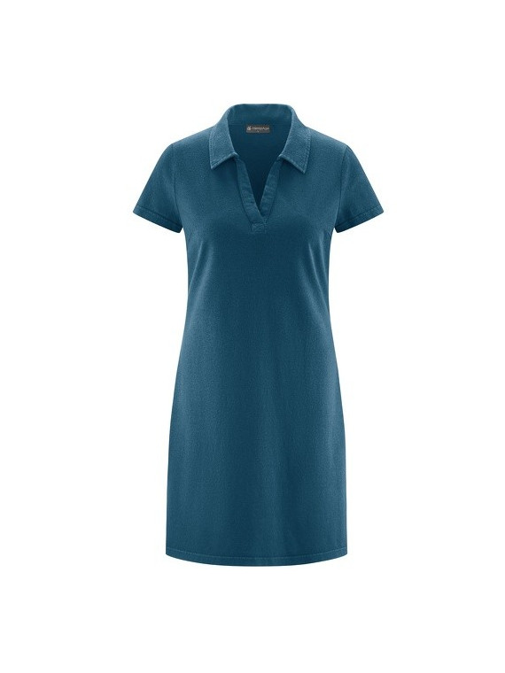 robe longueur genou coupe droite col polo bleue