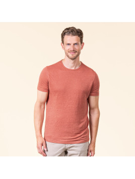 tee-shirt homme col rond couleur brique