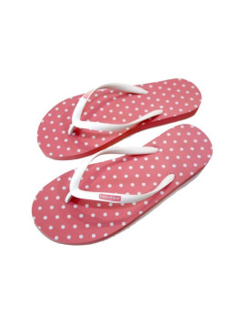 tongs rose avec poix blanc et bride blanche