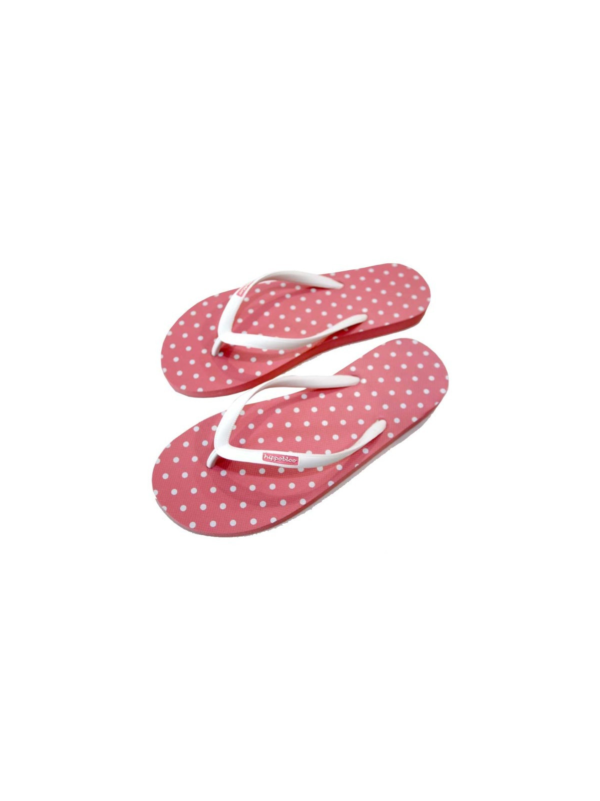 tongs rose avec poix blanc et bride blanche