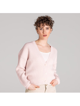 Cardigan 100% laine bio nude