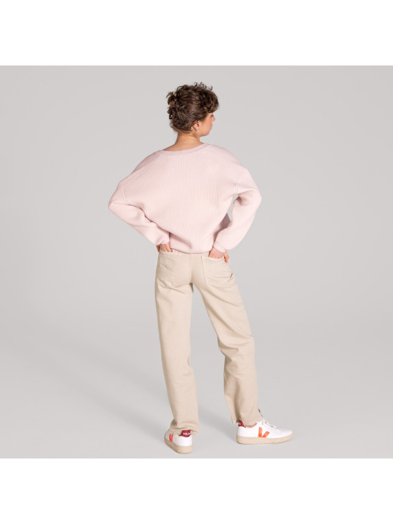 Cardigan 100% laine bio nude