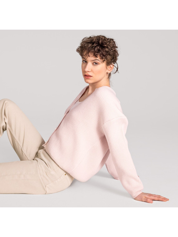 Cardigan 100% laine bio nude
