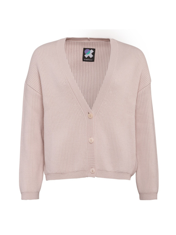 Cardigan 100% laine bio nude