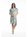 robe longueur genou motifs fleurs multicolores