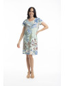 robe longueur genou motifs fleurs multicolores