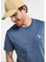 tee-shirt homme bleu avec broderie goéland sur la poitrine