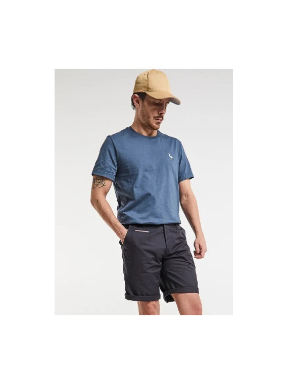tee-shirt homme bleu avec broderie goéland sur la poitrine