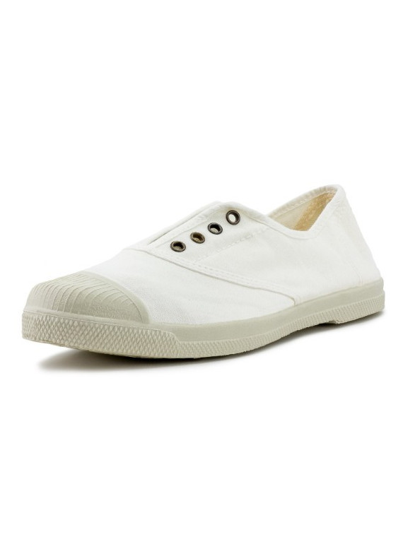 baskets légères en coton bio blanc semelles caoutchouc blanc
