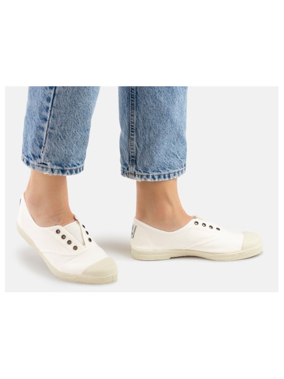 baskets légères en coton bio blanc semelles caoutchouc blanc