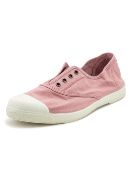 baskets légères en coton bio vieux rose semelles caoutchouc blanc