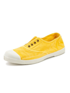 baskets légères en coton bio jaune semelles caoutchouc blanc