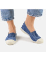 chaussures type ballerines en coton bio bleu aspect délavé