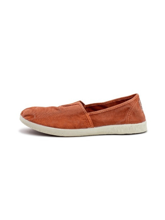 chaussures sans lacet en coton bio couleur brique