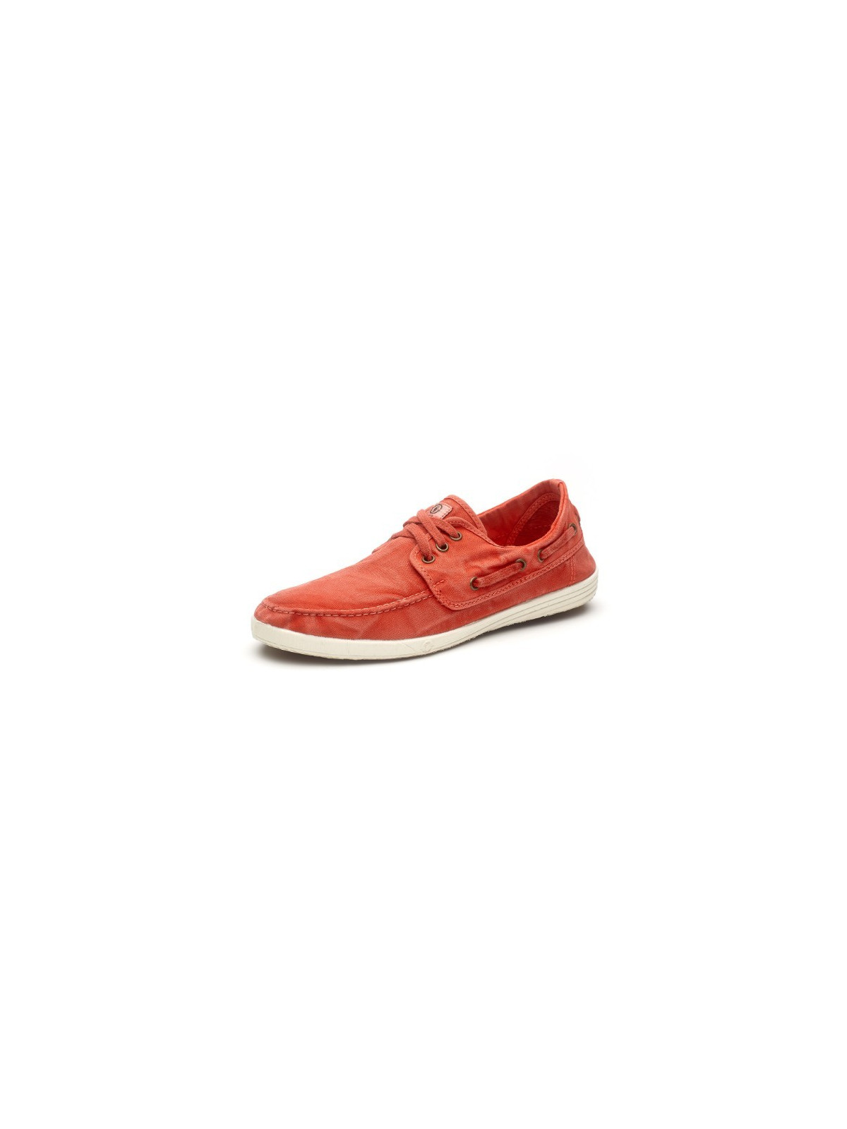 chaussures bateau en toile coton bio rouge