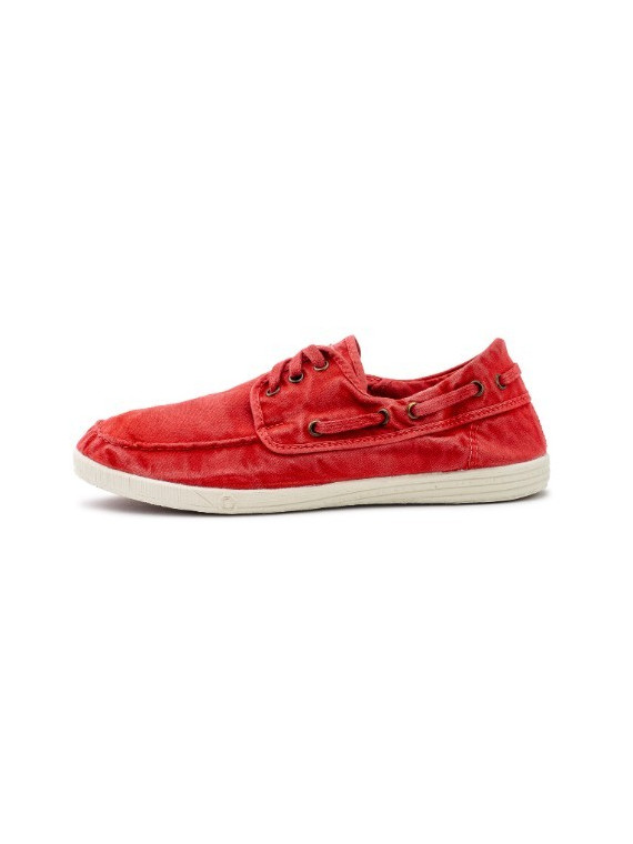 chaussures bateau en toile coton bio rouge