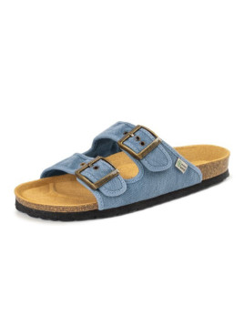 claquettes doubles brides bleu céleste