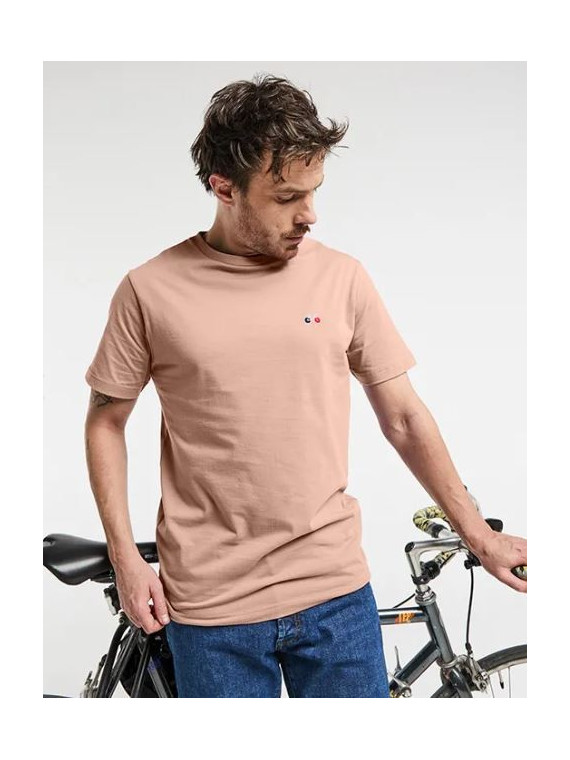 tee-shirt homme couleur camel broderie vélo sur la poitrine