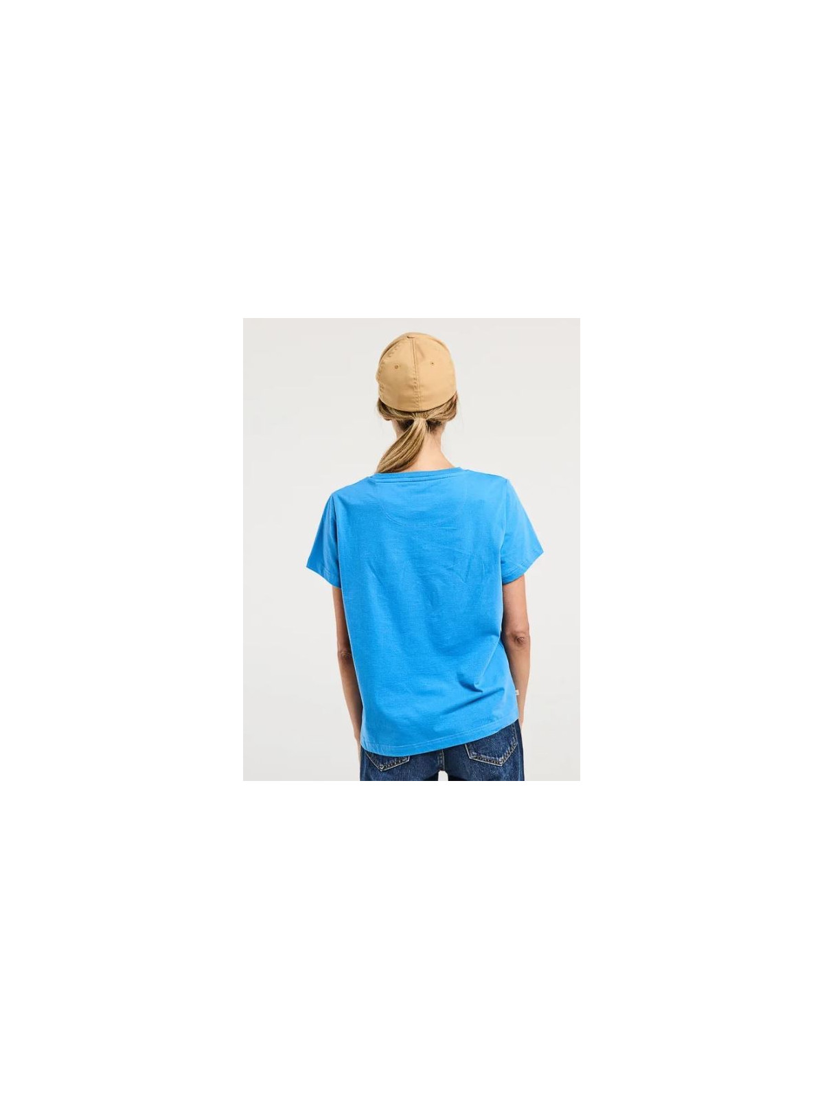 tee-shirt femme bleu avec broderie soleil