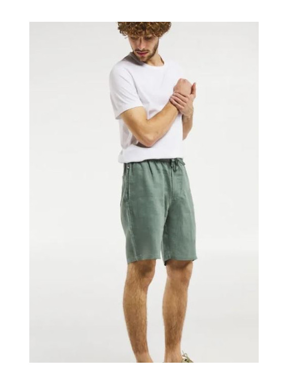 bermuda homme en lin couleur kaki clair