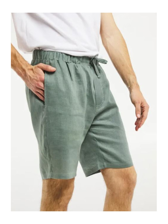 bermuda homme en lin couleur kaki clair