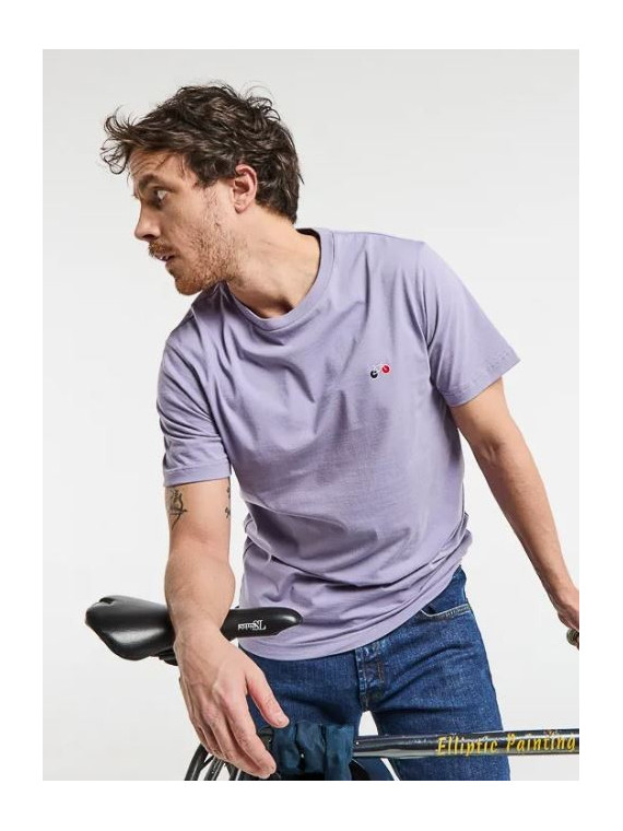 tee-shirt homme lavande broderie velo sur la poitrine