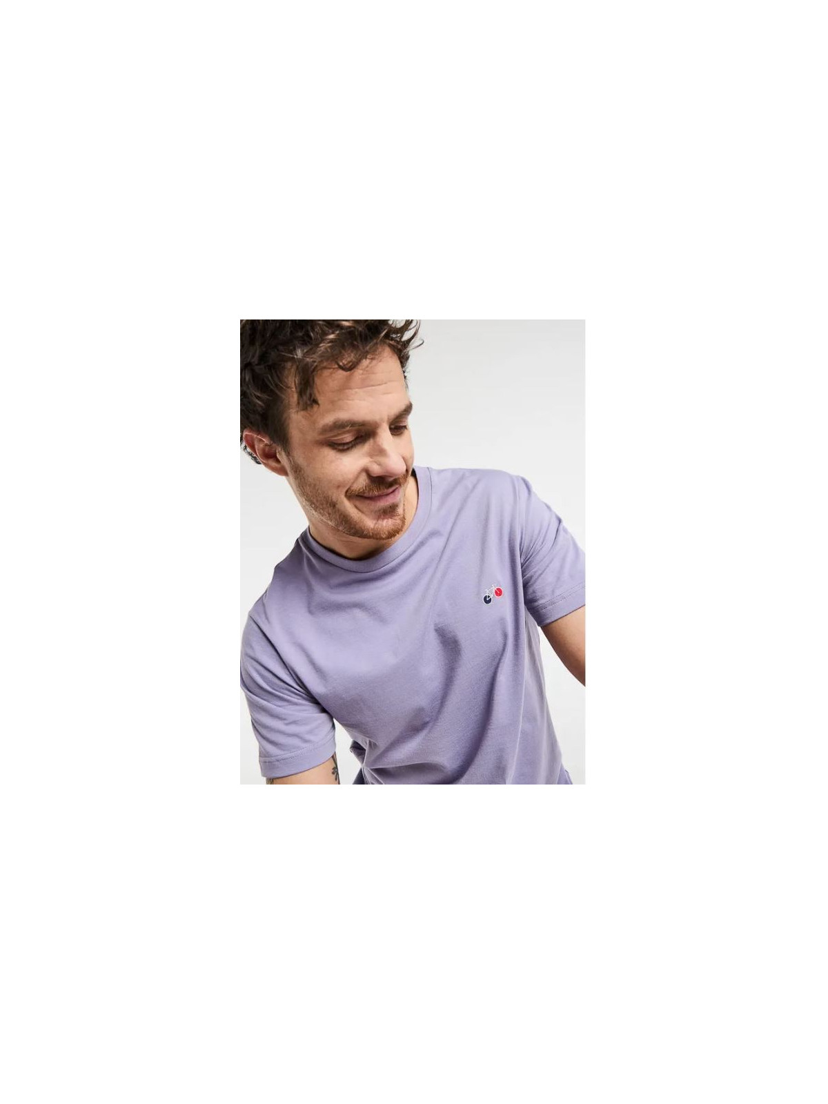 tee-shirt homme lavande broderie velo sur la poitrine
