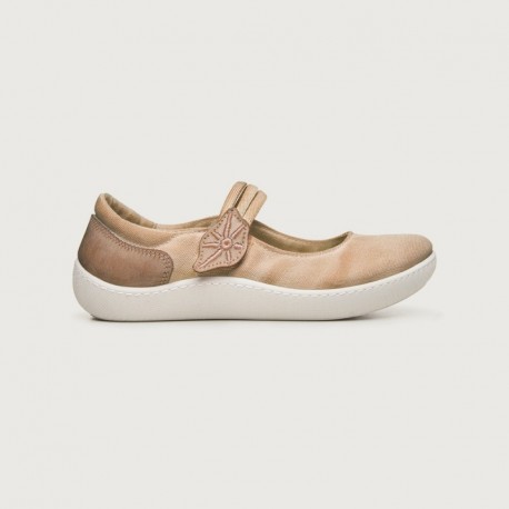 ballerines en coton bio couleur cannelle semelles caoutchouc blanc