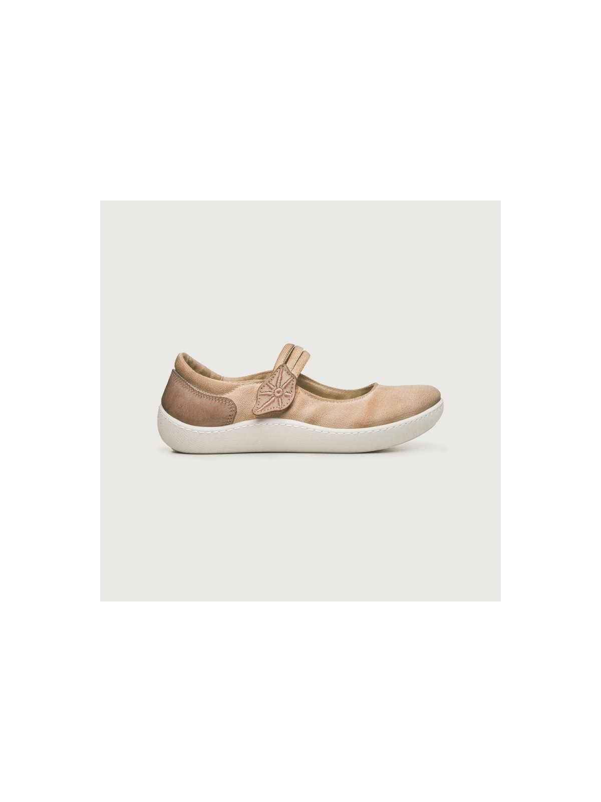 ballerines en coton bio couleur cannelle semelles caoutchouc blanc