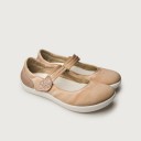 ballerines en coton bio couleur cannelle semelles caoutchouc blanc