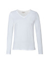tee-shirt manches longues blanc basic col V pour femme