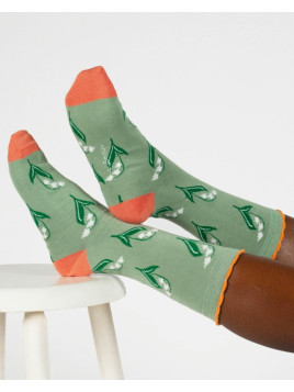 Chaussettes pour Femme Motifs Fleurs en Bambou et Coton - Thought