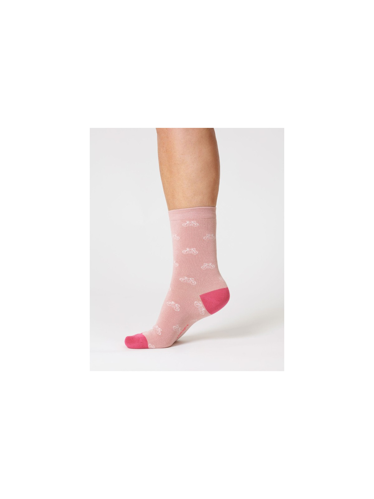 chaussettes femme roses avec vélos blancs