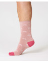 chaussettes femme roses avec vélos blancs
