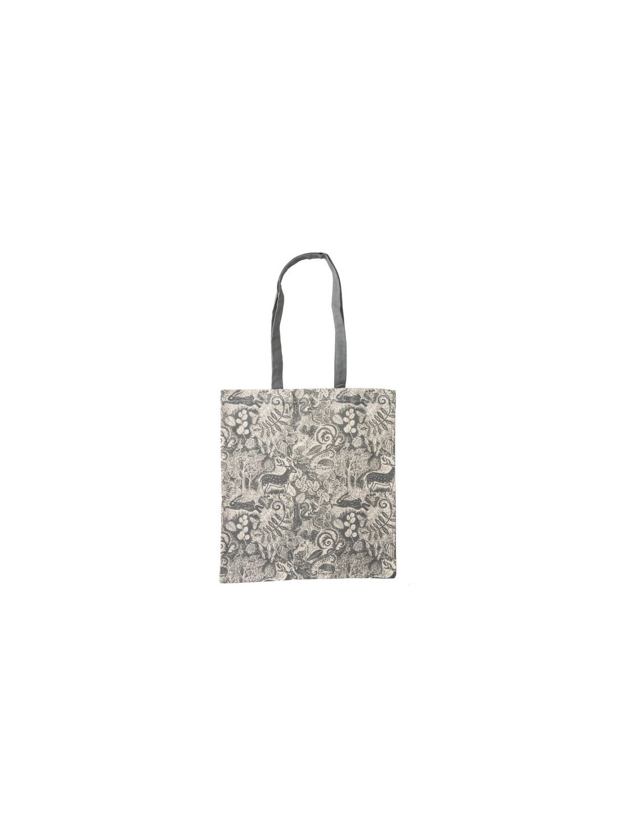 sac totebag motifs forêt gris sur fond écru