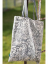 sac totebag motifs forêt gris sur fond écru