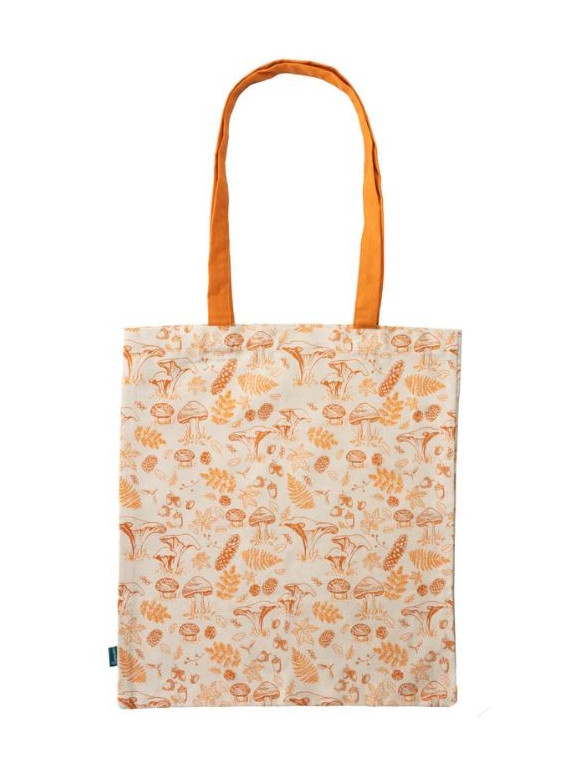 sac totebag écru avec motifs de la forêt en orange