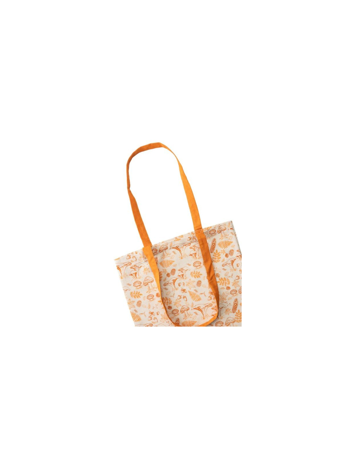 sac totebag écru avec motifs de la forêt en orange