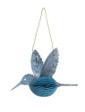 suspension colibri en papier bleu