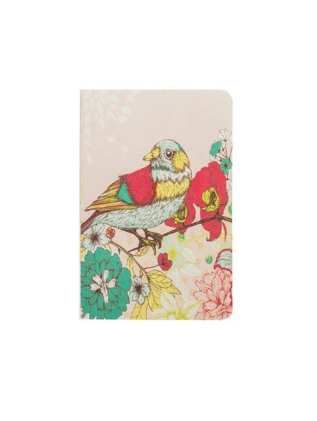 carnet avec couverture oiseau sur fond rose pastel