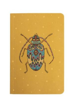 carnet fond ocre avec motif scarabée
