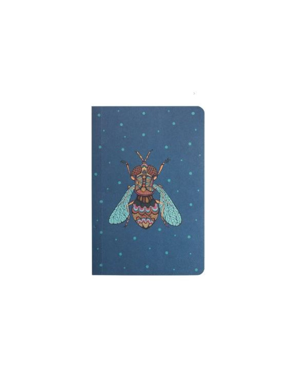 carnet couverture bleu avec motif mouche