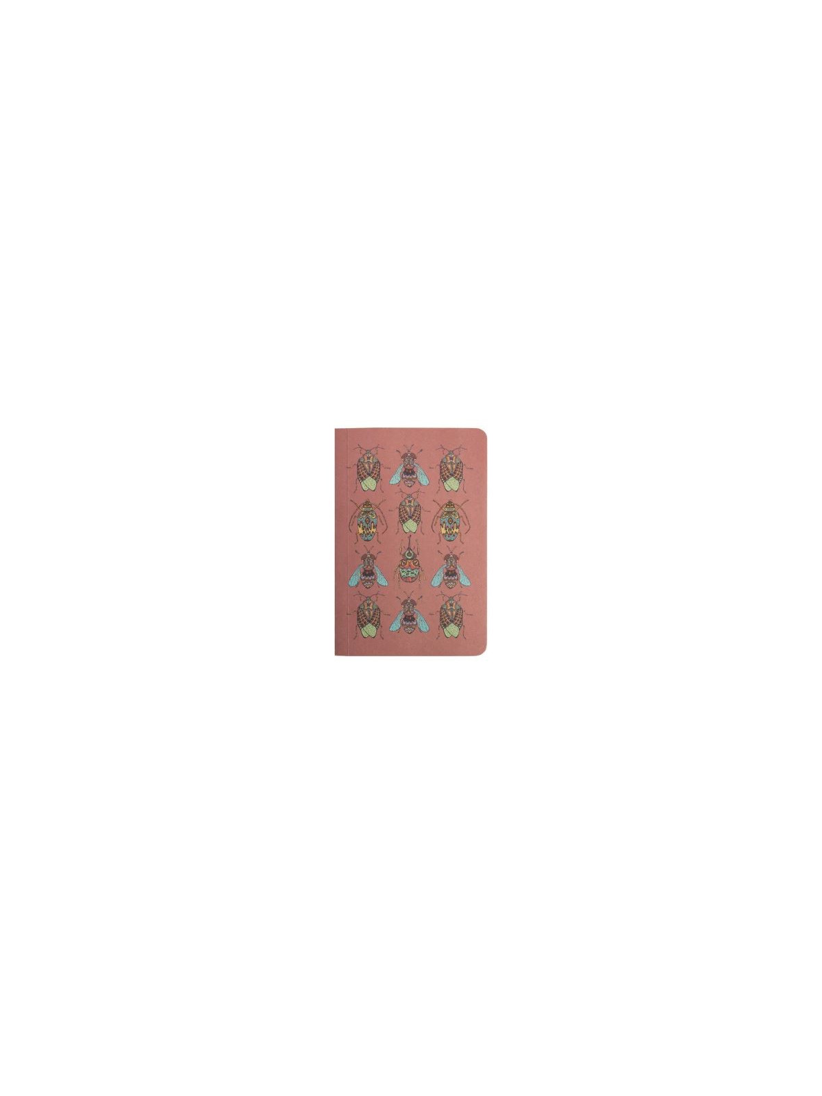 carnet vieux rose avec motifs insectes