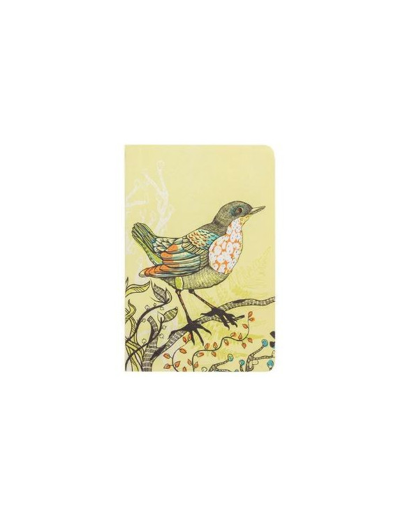 carnet couverture jaune pastel avec motif oiseau