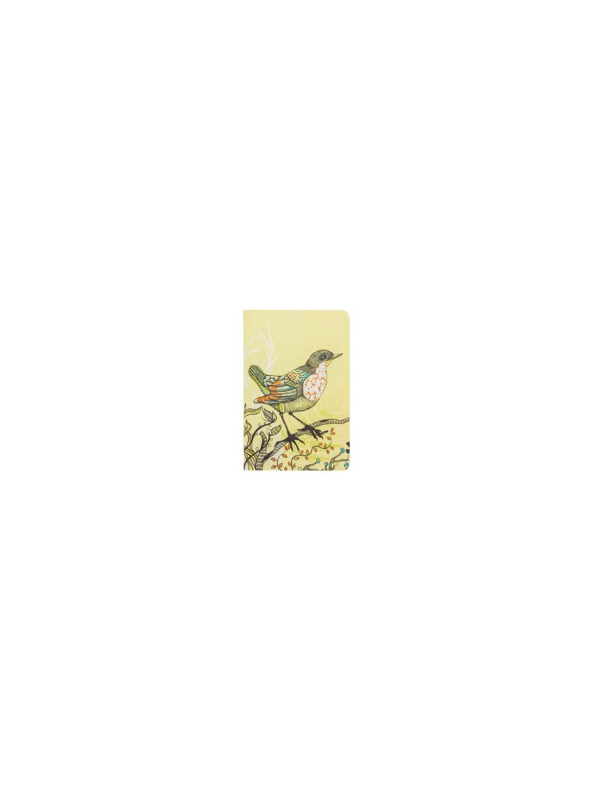 carnet couverture jaune pastel avec motif oiseau